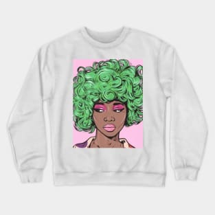 Green Kawaii Comic Girl Crewneck Sweatshirt